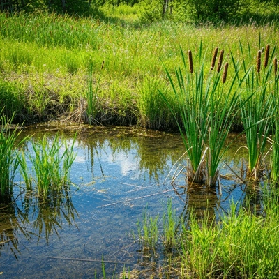 Local ecotype native plants thriving in a wetland environment